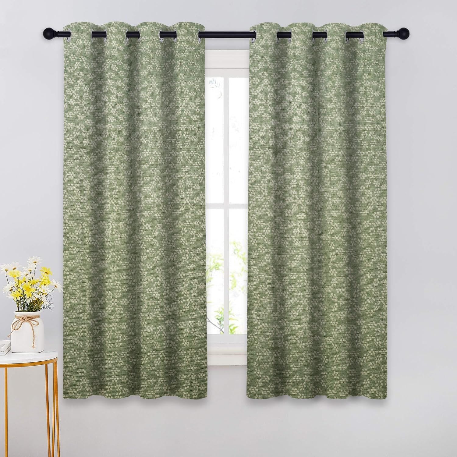 Thick Linen Blackout Curtains with Grommets Designer Window Treatments - Olavarsti