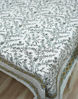 FLORAL HAND BLOCK PRINTED 100% COTTON KITCHEN TABLE COVER AND NAPKINS SET - SEHJAN