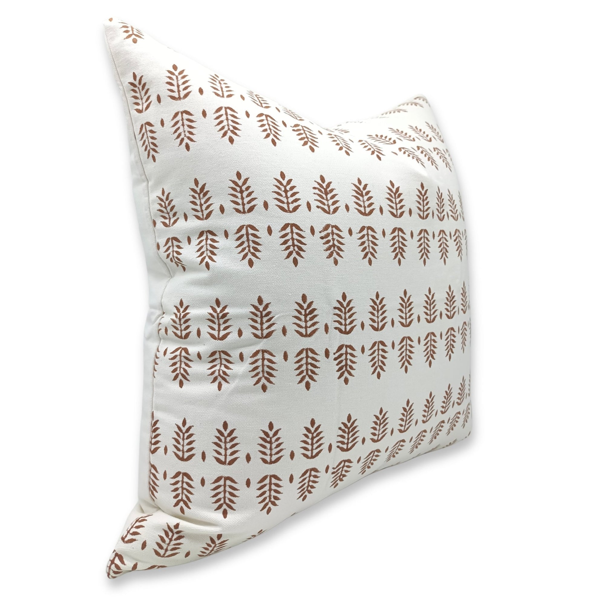 Designer Collection Hand Block Print Thick Cotton Throw Pillow Cover - White - Fabdivine