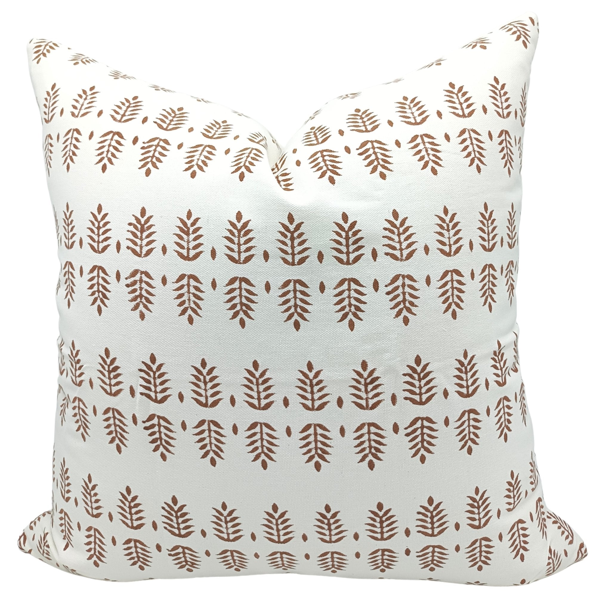 Designer Collection Hand Block Print Thick Cotton Throw Pillow Cover - White - Fabdivine