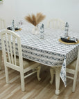 HAND BLOCK FLORAL PRINTED COTTON KITCHEN TABLE COVER NAPKINS SET - MANGAL PANDEY