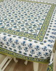 HANDCRAFTED INDIAN  BLOCK PRINTED TABLE COVER 100% COTTON FABRIC AND NAPKINS RUNNER - KUSUM