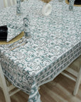 FLORAL HANDMADE BLOCK PRINTED COTTON NAPKINS AND TABLE CLOTH - KUNDANVAN