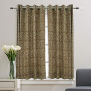 Pure Linen Block Print Curtains - Minimalist Window Panels for Home Décor - Pishta