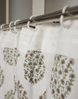 BLOCK PRINTED RING CURTAINS ELEGANT VISCOSE LINEN FOR A TIMELESS LOOK - GUDHAL