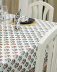 HAND BLOCK PRINTED FLORAL COTTON KITCHEN TABLE WRPS And NAPKINS SET - CHUI MUI