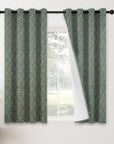 Hand Block Print Blackout Curtain - Boho Linen Grommet Panel for Farmhouse Decor - Gulmohar