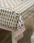 HANDCRAFTED PRINTED DECORATIVE SQUARE BOHO FLORAL COTTON TABLE COVER - ARJUN