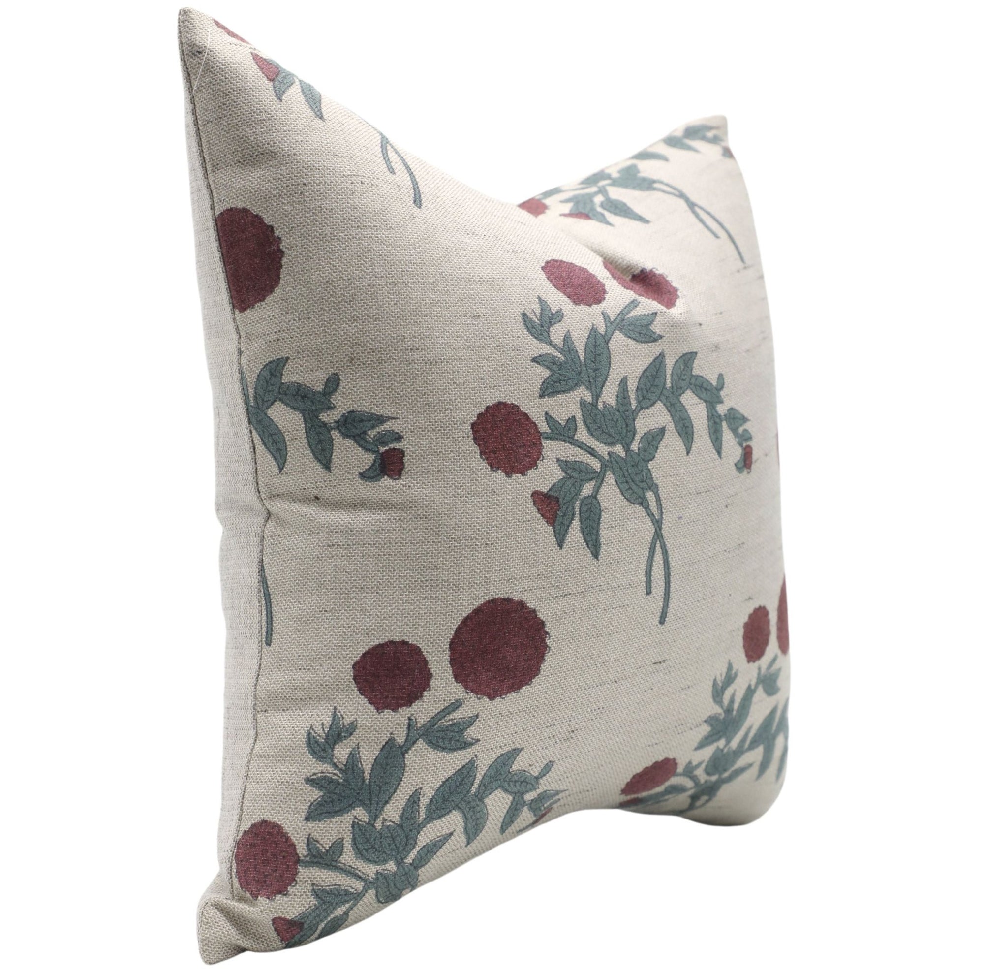 Square/Lumber block print pillow cover- Linen Blend- GULAB - Fabdivine