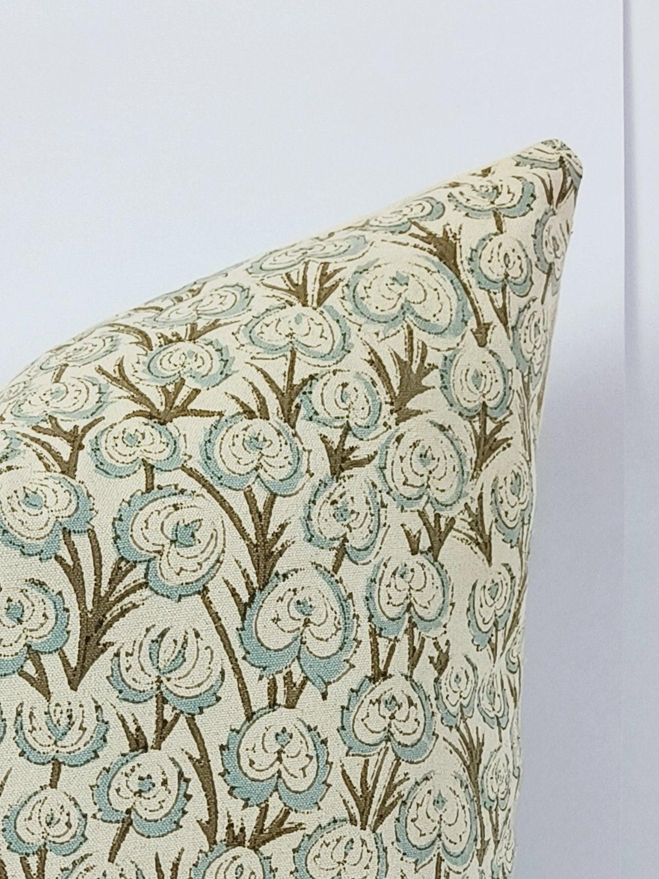 Block print Pillow cover for sofa, couch or bed- thick cotton- HEART VINE - Fabdivine