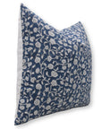 Block print cotton pillow cover for sofa, couch, or bed - Thick cotton in white from HIMACHAL. - Fabdivine