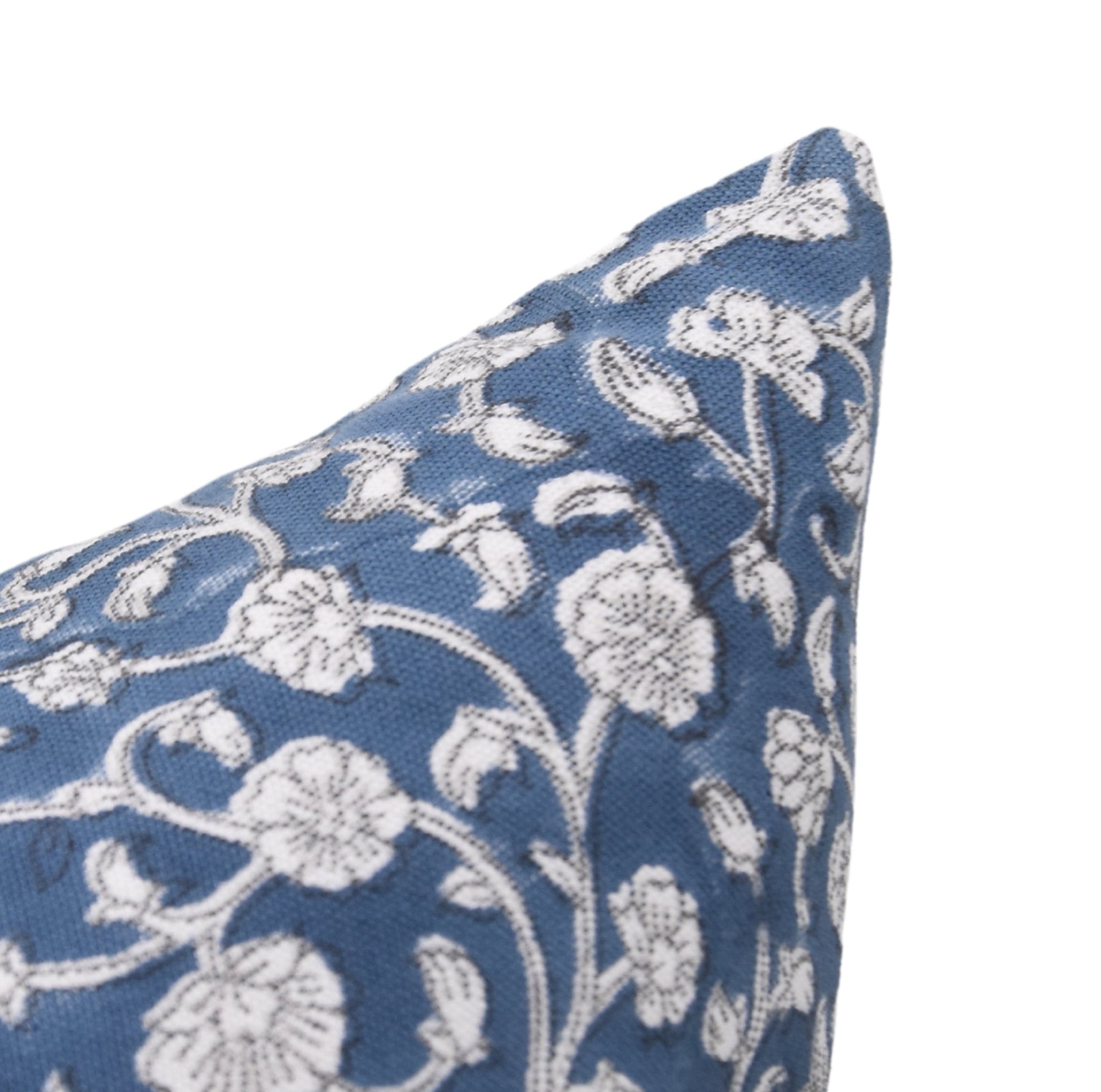 Block print cotton pillow cover for sofa, couch, or bed - Thick cotton in white from HIMACHAL. - Fabdivine