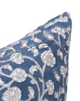 Block print cotton pillow cover for sofa, couch, or bed - Thick cotton in white from HIMACHAL. - Fabdivine