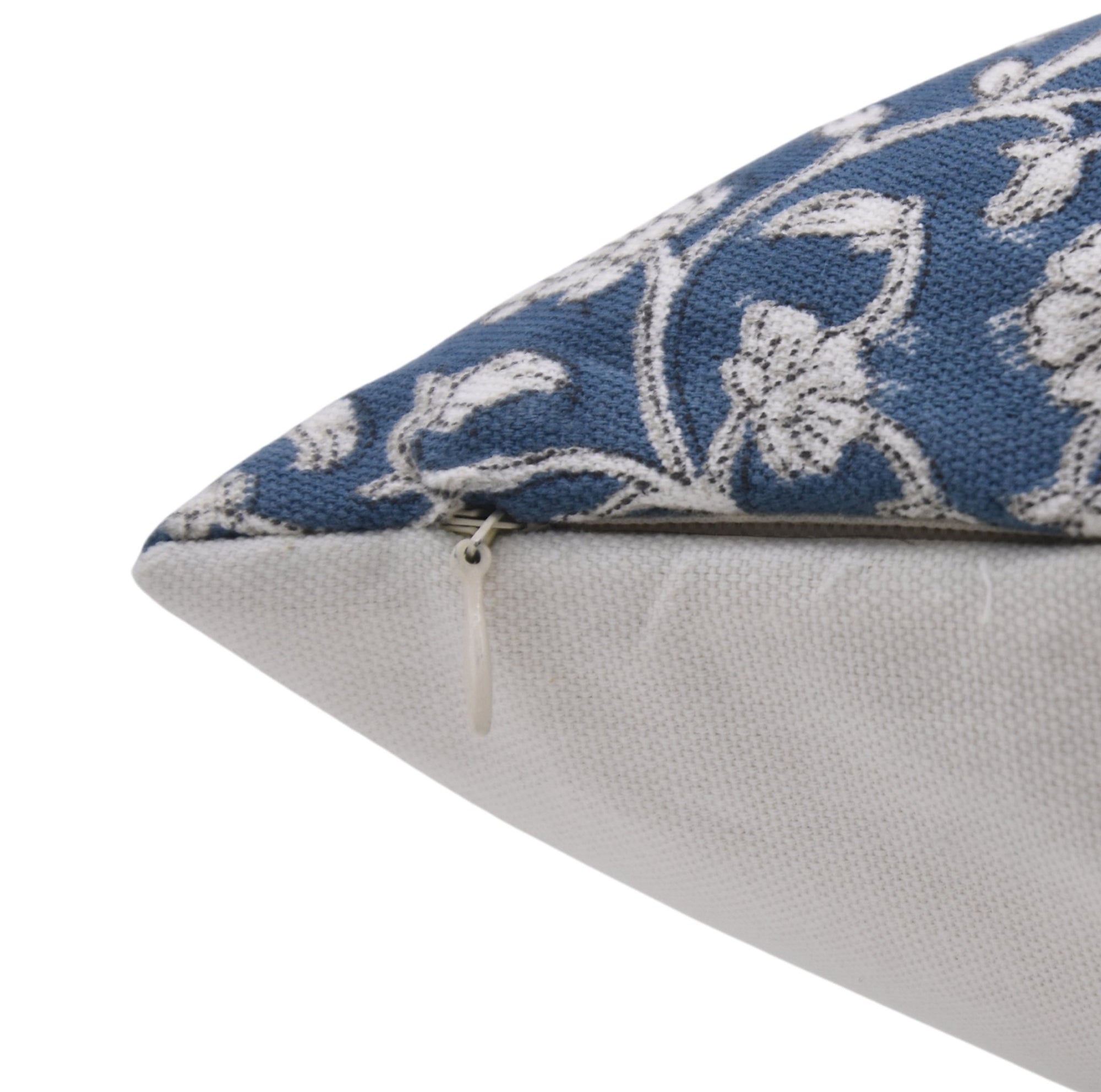 Block print cotton pillow cover for sofa, couch, or bed - Thick cotton in white from HIMACHAL. - Fabdivine