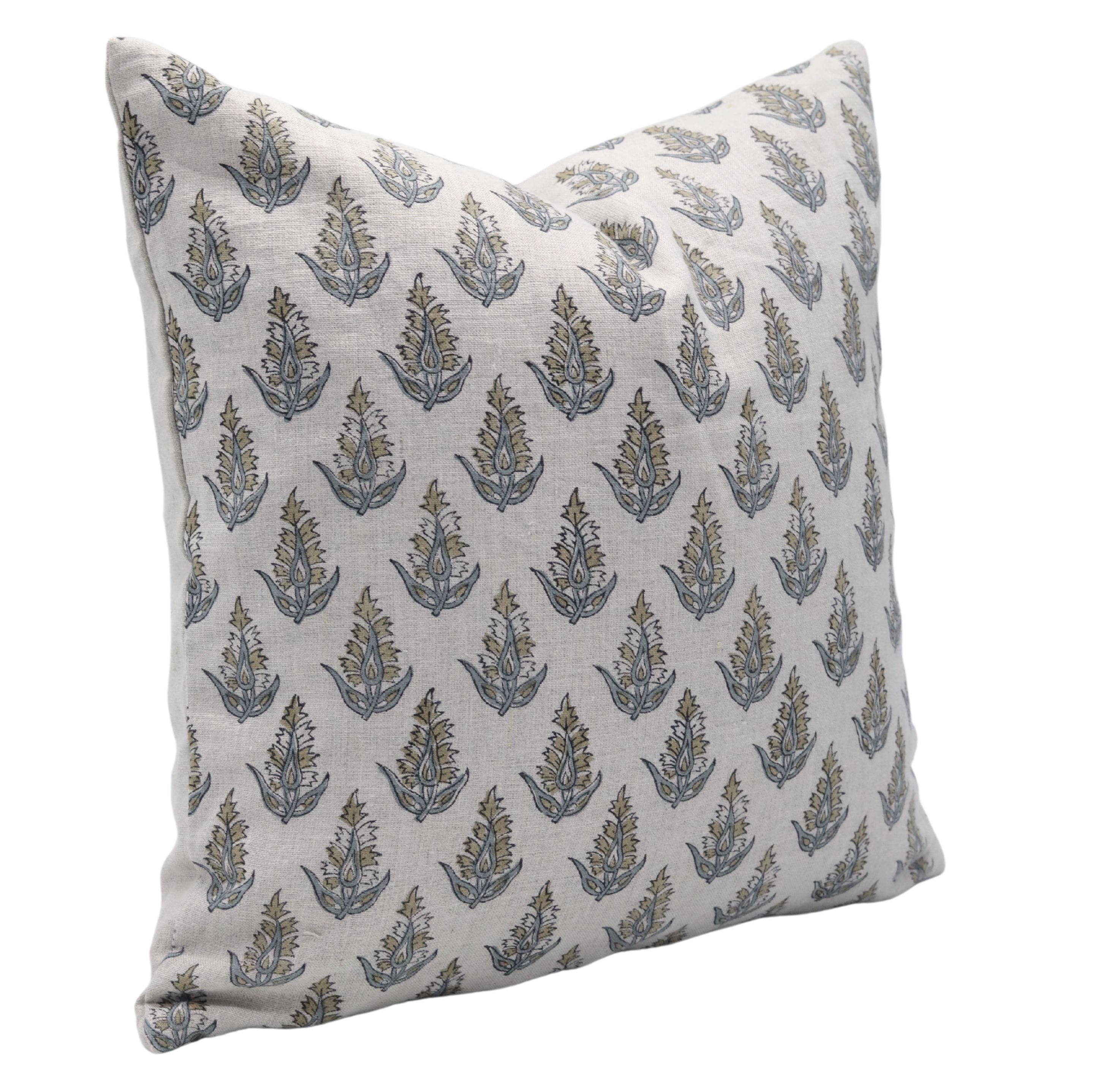 Block print Pillow cover for sofa, couch or bed- Pure Linen- KANAK BUTI - Fabdivine