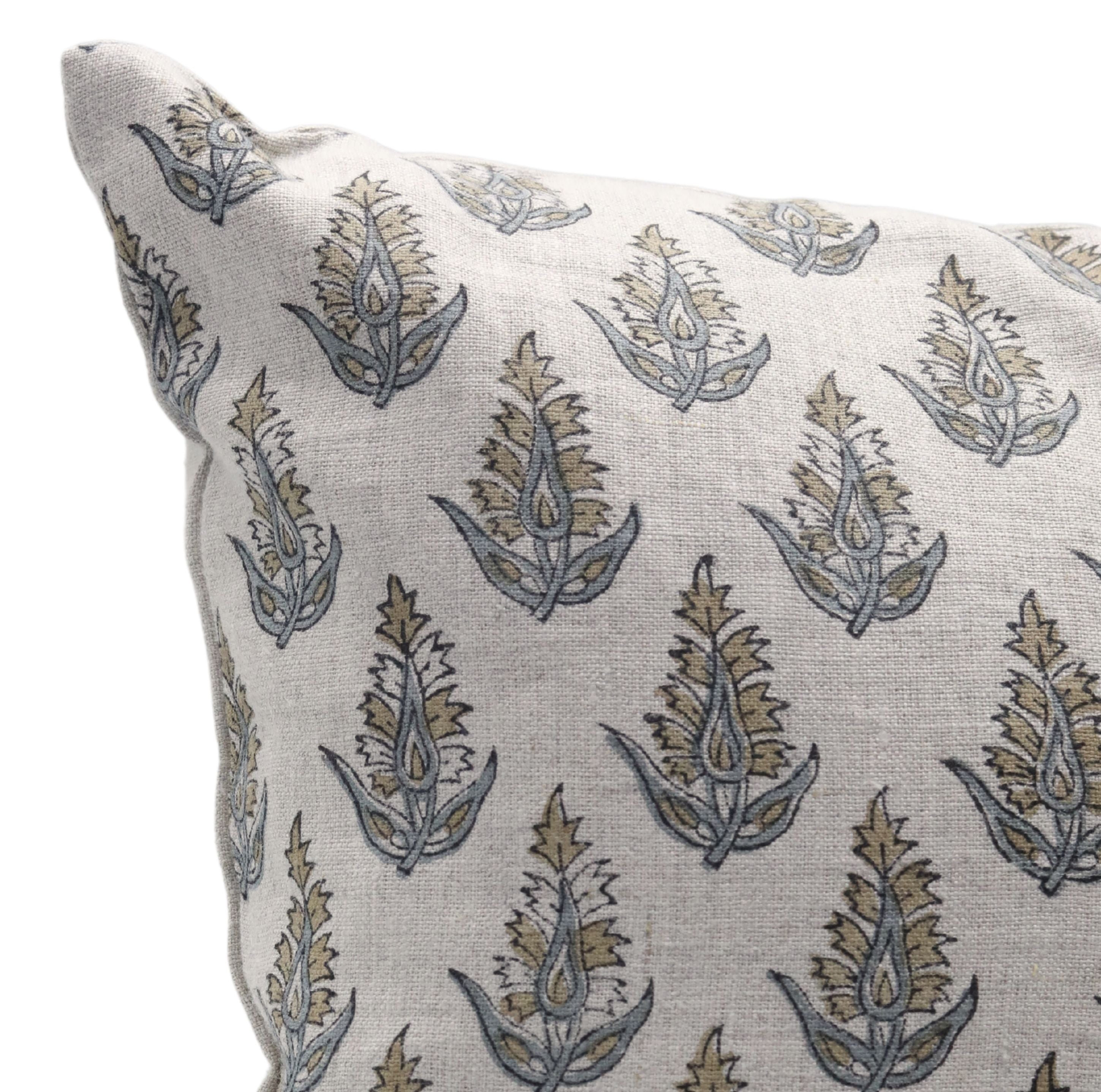 Block print Pillow cover for sofa, couch or bed- Pure Linen- KANAK BUTI - Fabdivine