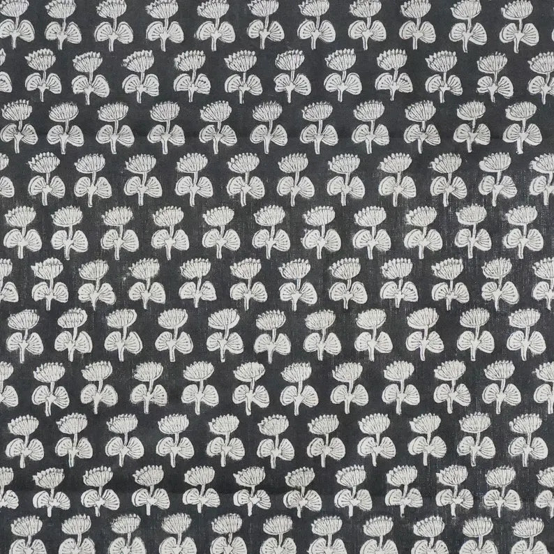 Pure Linen Block Print Roman Shade-Damru