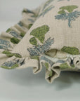 Block Print Thick Linen Frill Pillow Cover- Manmohan