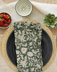 FLORAL HANDMADE DECORATIVE DINNER FRILL SET OF LINEN BLOCK PRINTED FABRIC TABLE NAPKINS – ARADHANA