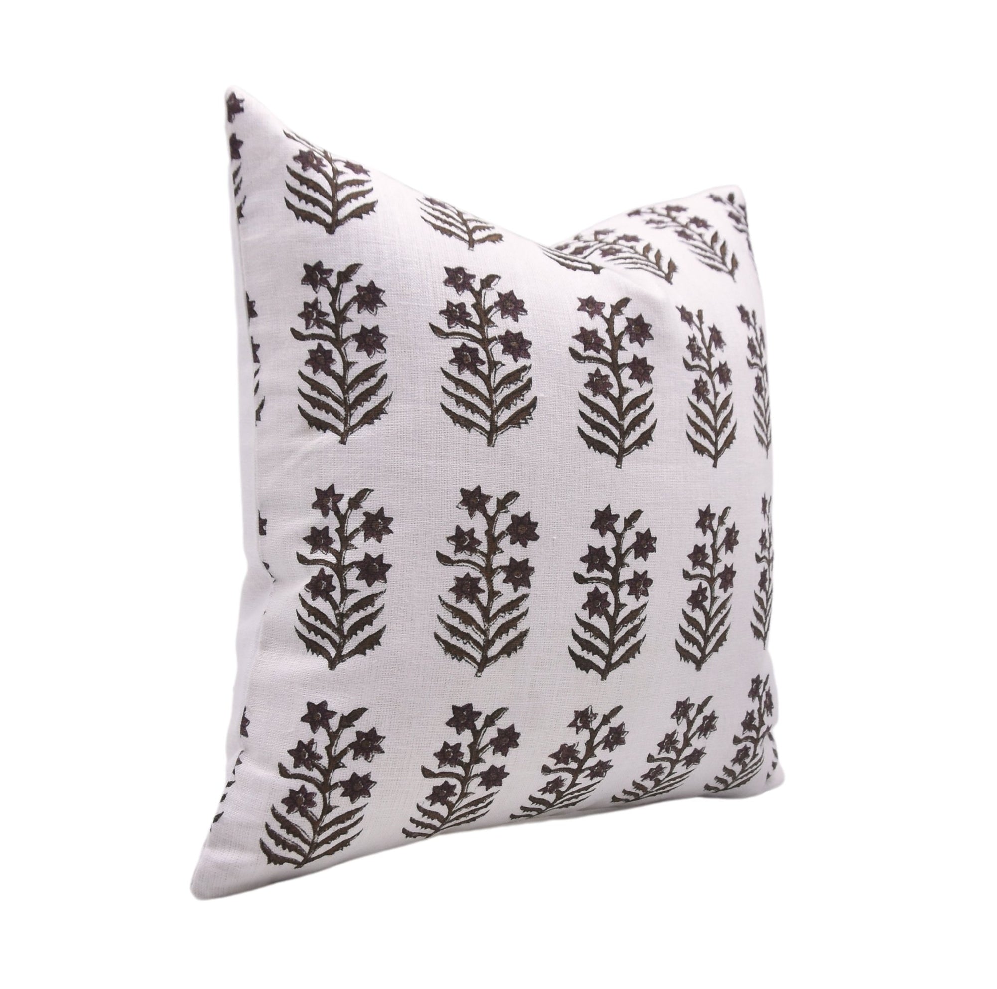 Hand Block Print Pure White Linen Throw Pillow Cover – INDERDHANUSH - Fabdivine