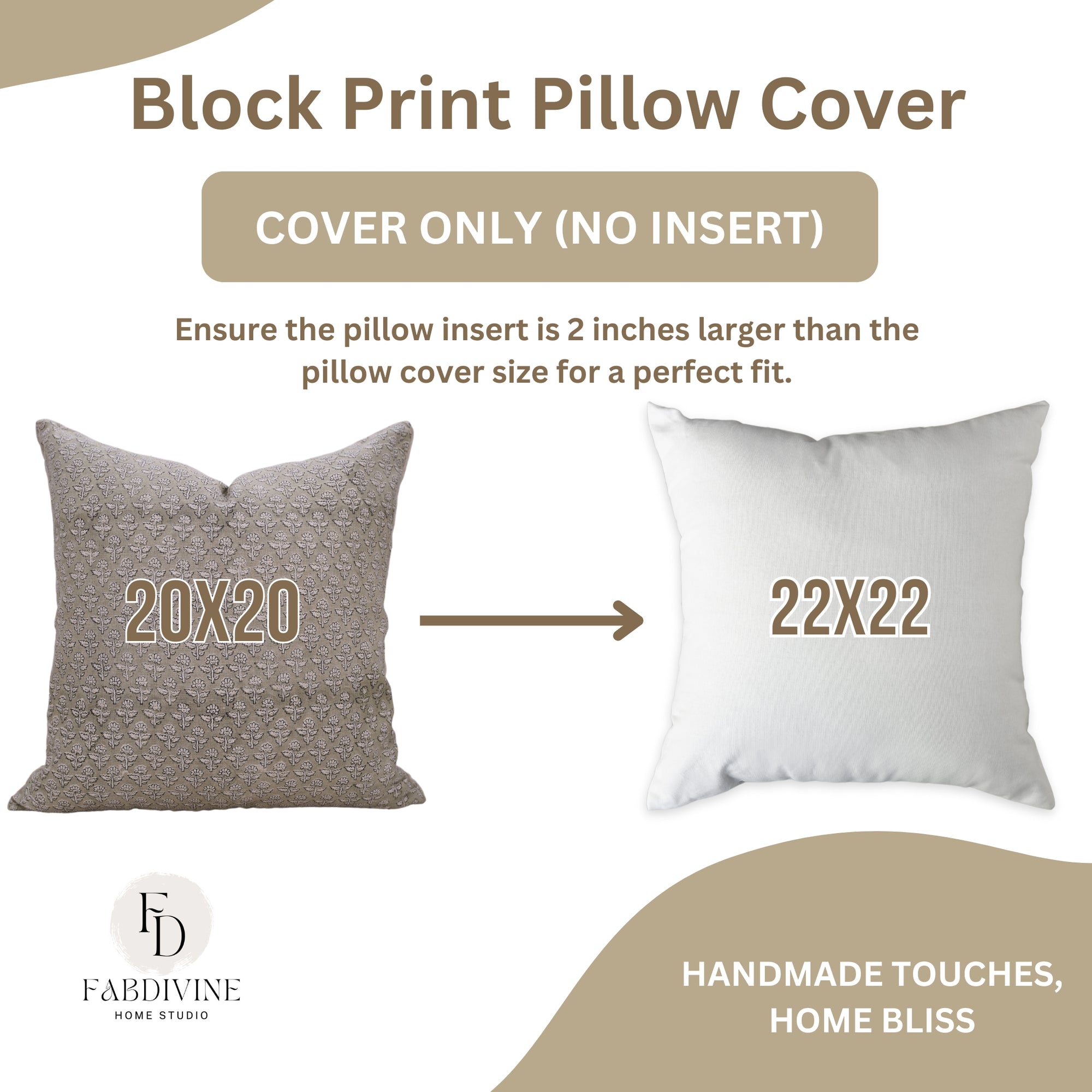 Pure Linen Block Print Designer Boho Pillow/Cushion Cover - Gulmohar