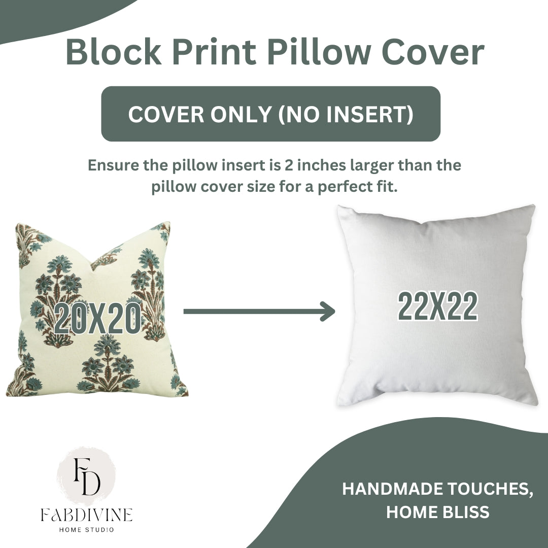 Block Print Thick Cotton Pillow Cover- Morpankh