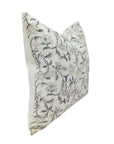 Block print off white linen throw pillow cover- JALDHARA - Fabdivine