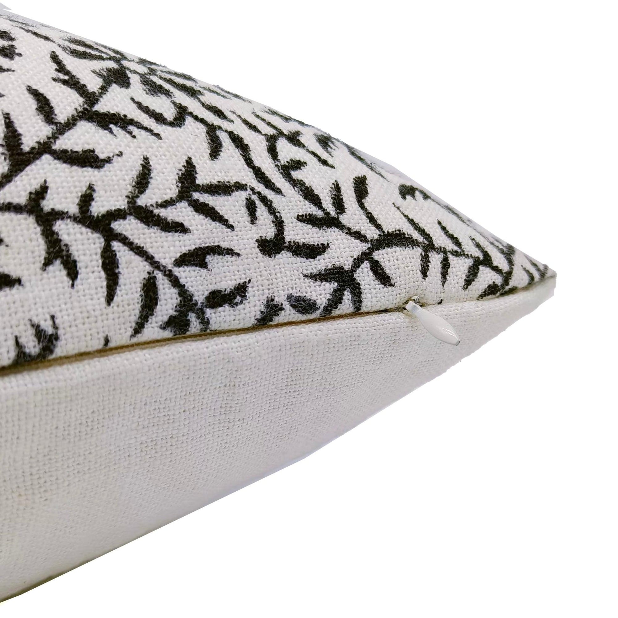 Throw Pillow Cover –Designer Collection of Hand Block Print Off White Linen- JUNGLEE - Fabdivine