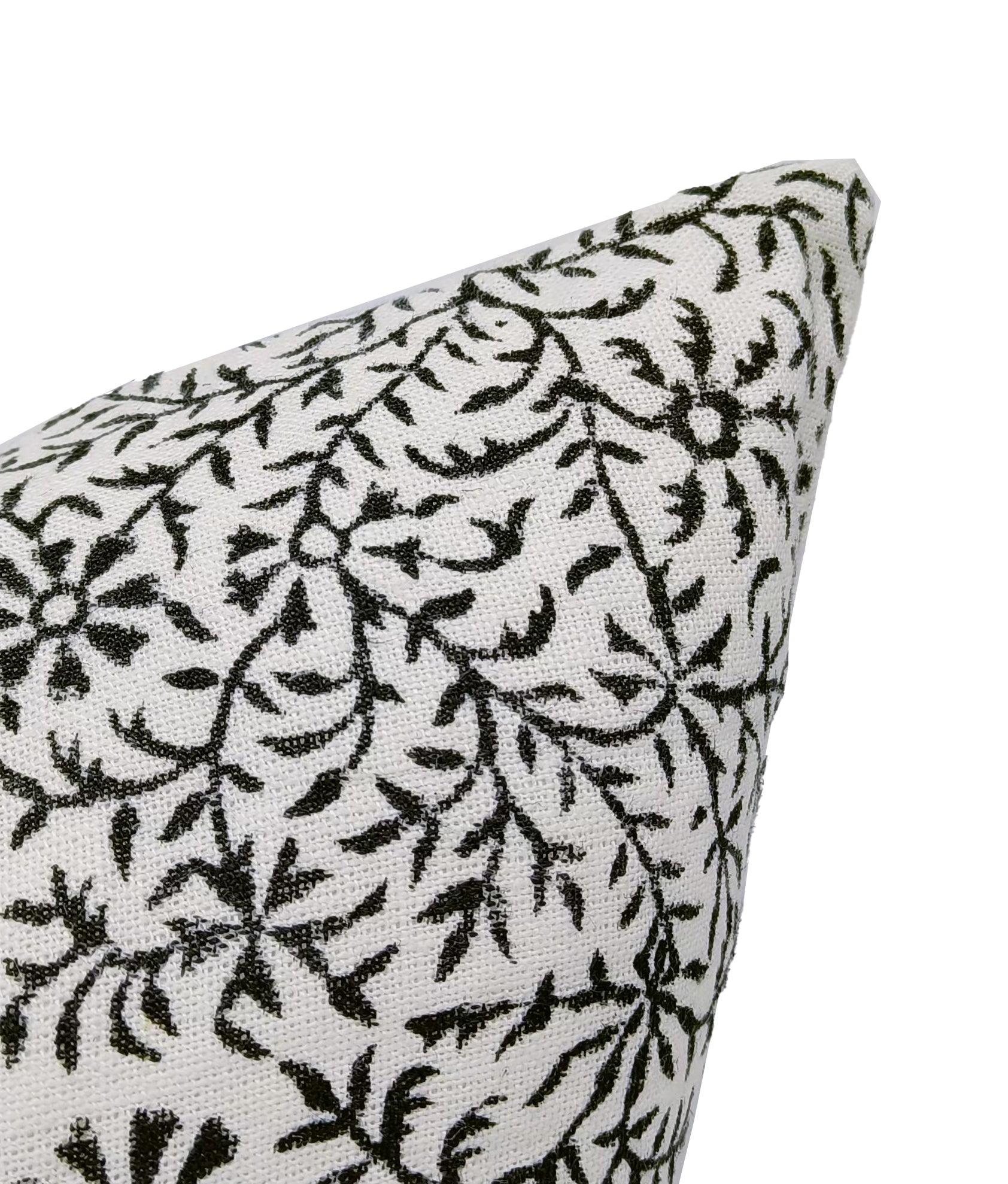 Throw Pillow Cover –Designer Collection of Hand Block Print Off White Linen- JUNGLEE - Fabdivine