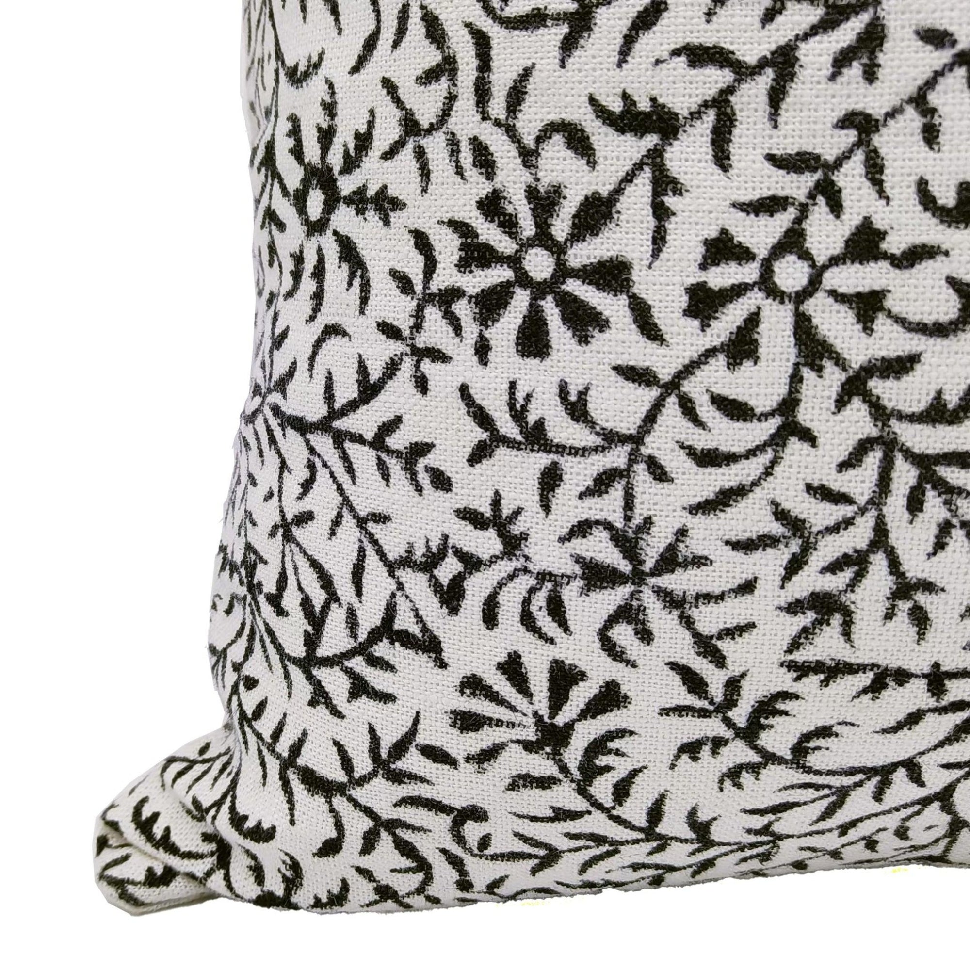 Throw Pillow Cover –Designer Collection of Hand Block Print Off White Linen- JUNGLEE - Fabdivine