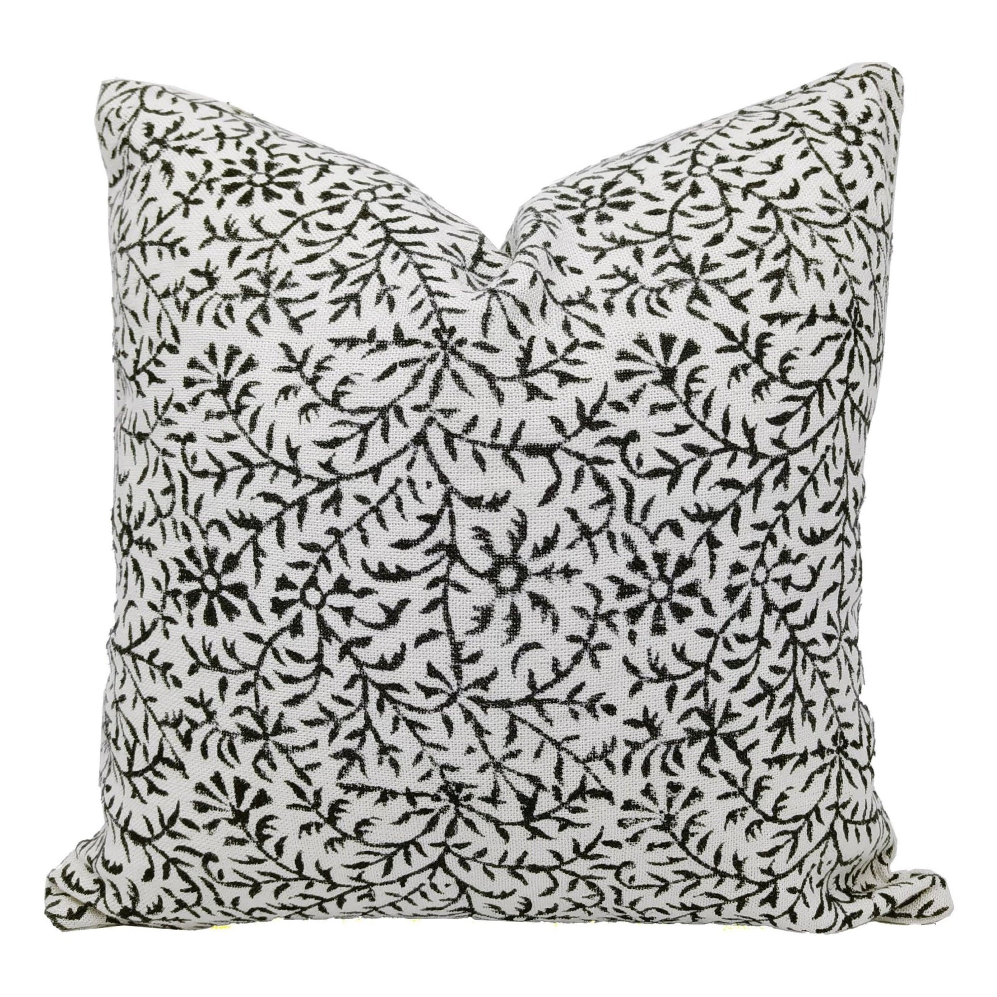 Throw Pillow Cover –Designer Collection of Hand Block Print Off White Linen- JUNGLEE - Fabdivine