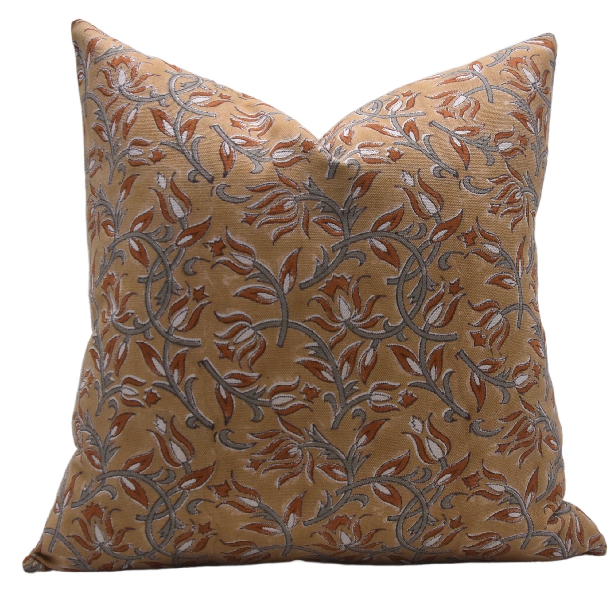 Block print thick cotton throw pillow cover - KAMAL DUTTA - Fabdivine