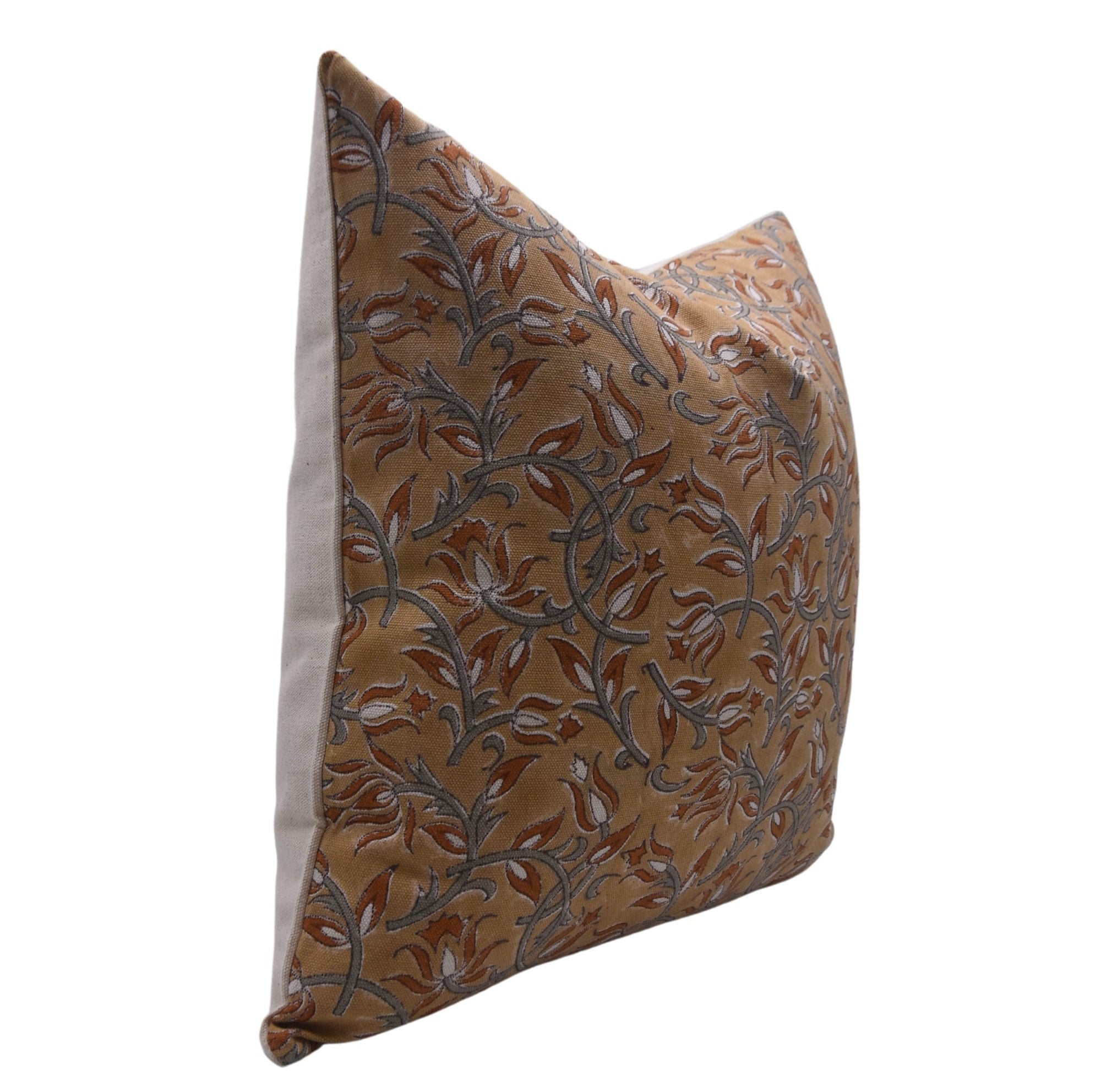 Block print thick cotton throw pillow cover - KAMAL DUTTA - Fabdivine