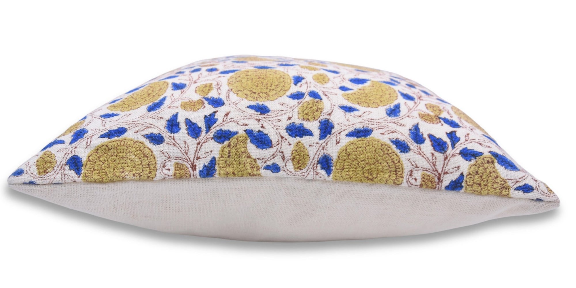 Throw Pillow Cover –Designer Collection of Hand Block Print off white linen- KARWACHAUTH - Fabdivine