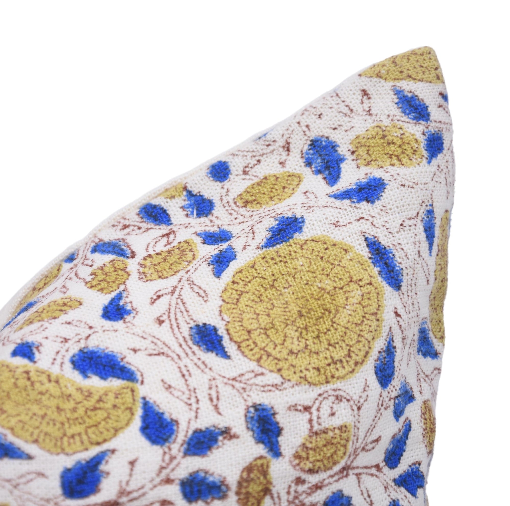 Throw Pillow Cover –Designer Collection of Hand Block Print off white linen- KARWACHAUTH - Fabdivine