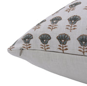 Block print Pillow cover for sofa, couch or bed- off white linen- KOHINOOR - Fabdivine