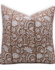 Designer Hand Block Print Throw Pillow Cover in Thick Cotton White - KUNDANVAN - Fabdivine