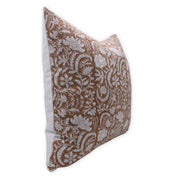 Designer Hand Block Print Throw Pillow Cover in Thick Cotton White - KUNDANVAN - Fabdivine