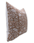 Designer Hand Block Print Throw Pillow Cover in Thick Cotton White - KUNDANVAN - Fabdivine