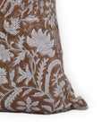 Designer Hand Block Print Throw Pillow Cover in Thick Cotton White - KUNDANVAN - Fabdivine