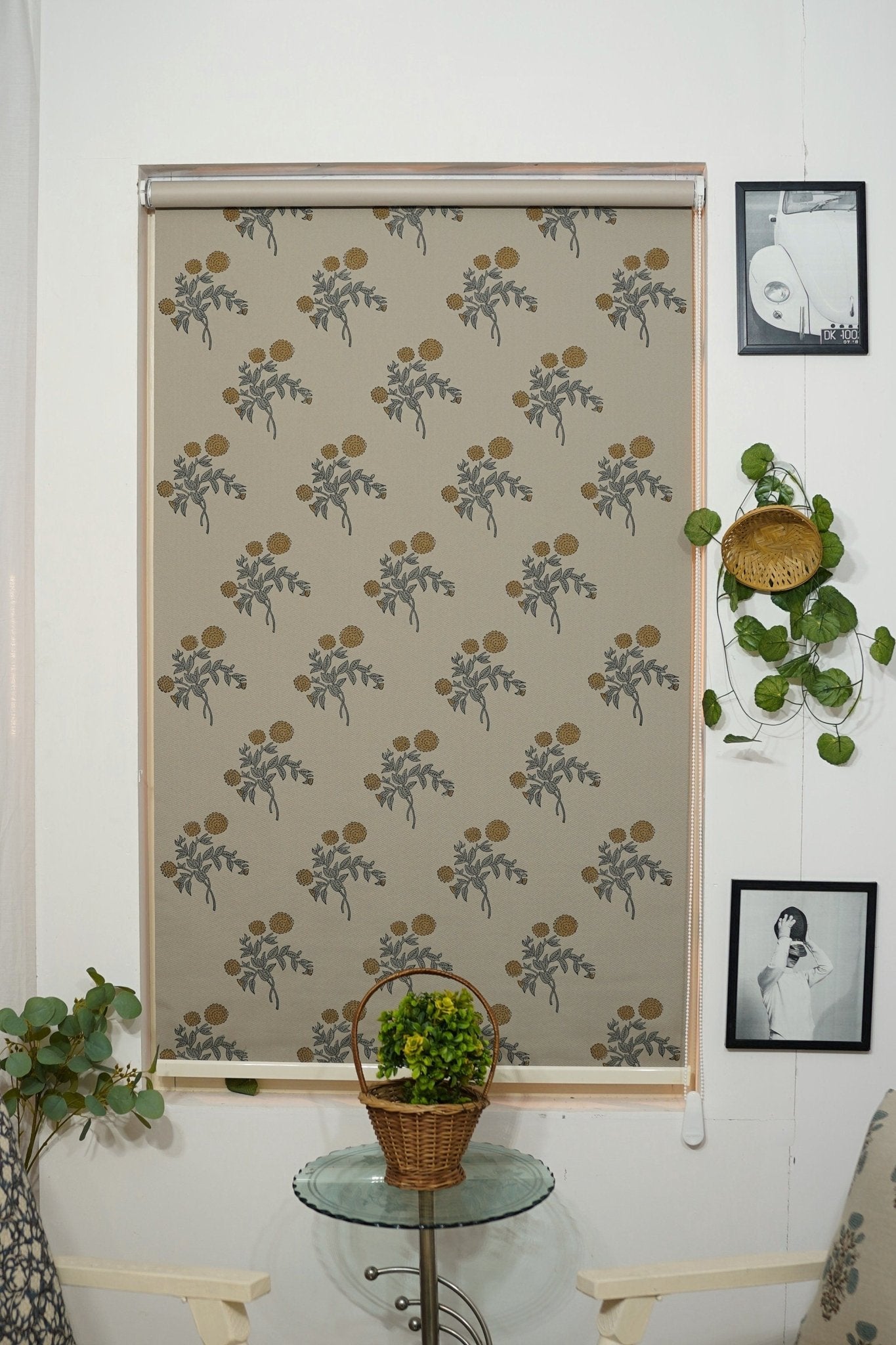 Linen Polymer Blackout Roller Shade- Gulab - Fabdivine