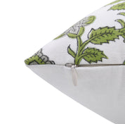 Block print pillow cover for sofa, couch, or bed - Thick cotton in white - MADHUBALA - Fabdivine