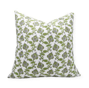 Block print pillow cover for sofa, couch, or bed - Thick cotton in white - MADHUBALA - Fabdivine