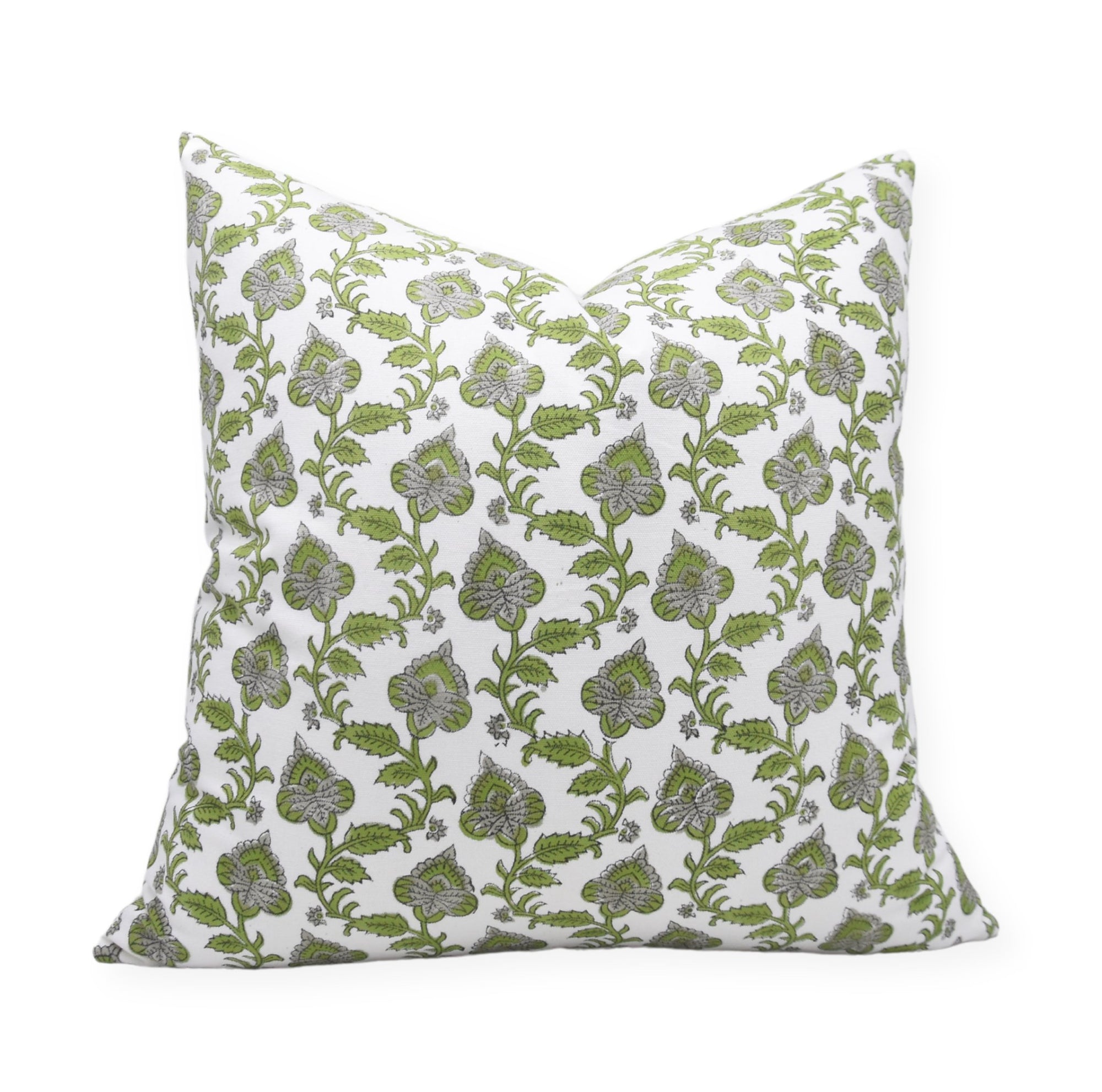 Block print pillow cover for sofa, couch, or bed - Thick cotton in white - MADHUBALA - Fabdivine