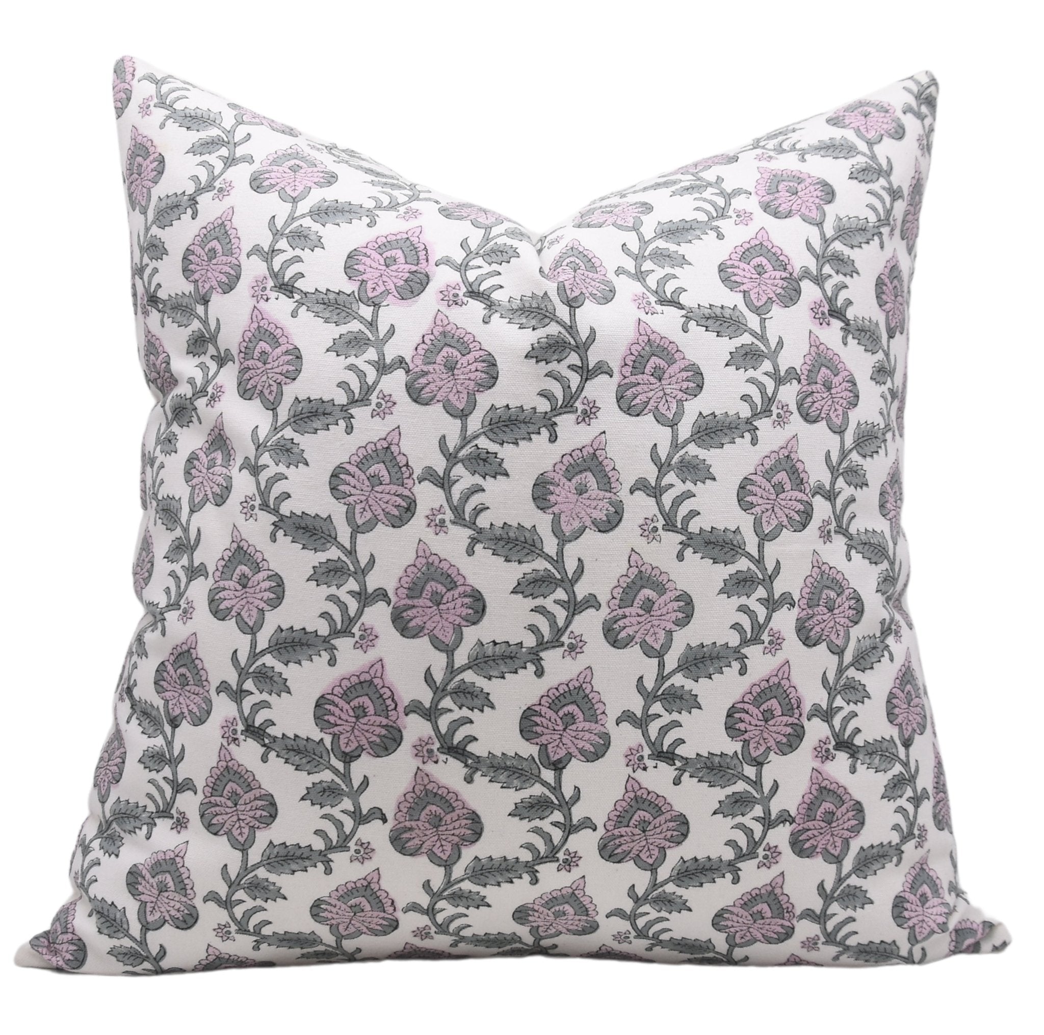 MADHUBALA Hand Block Print Thick Cotton White Pillow Cover - Fabdivine