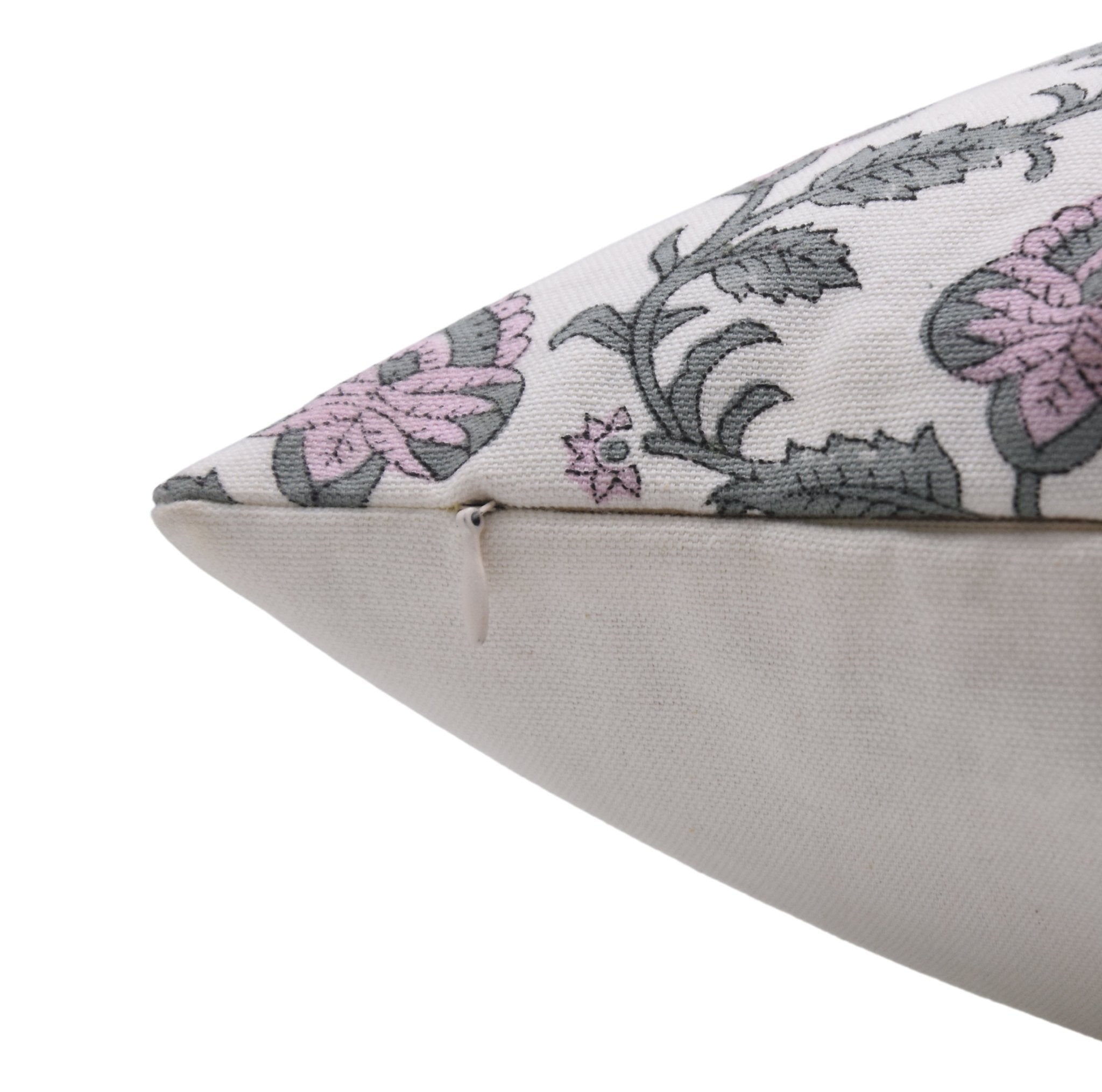 MADHUBALA Hand Block Print Thick Cotton White Pillow Cover - Fabdivine