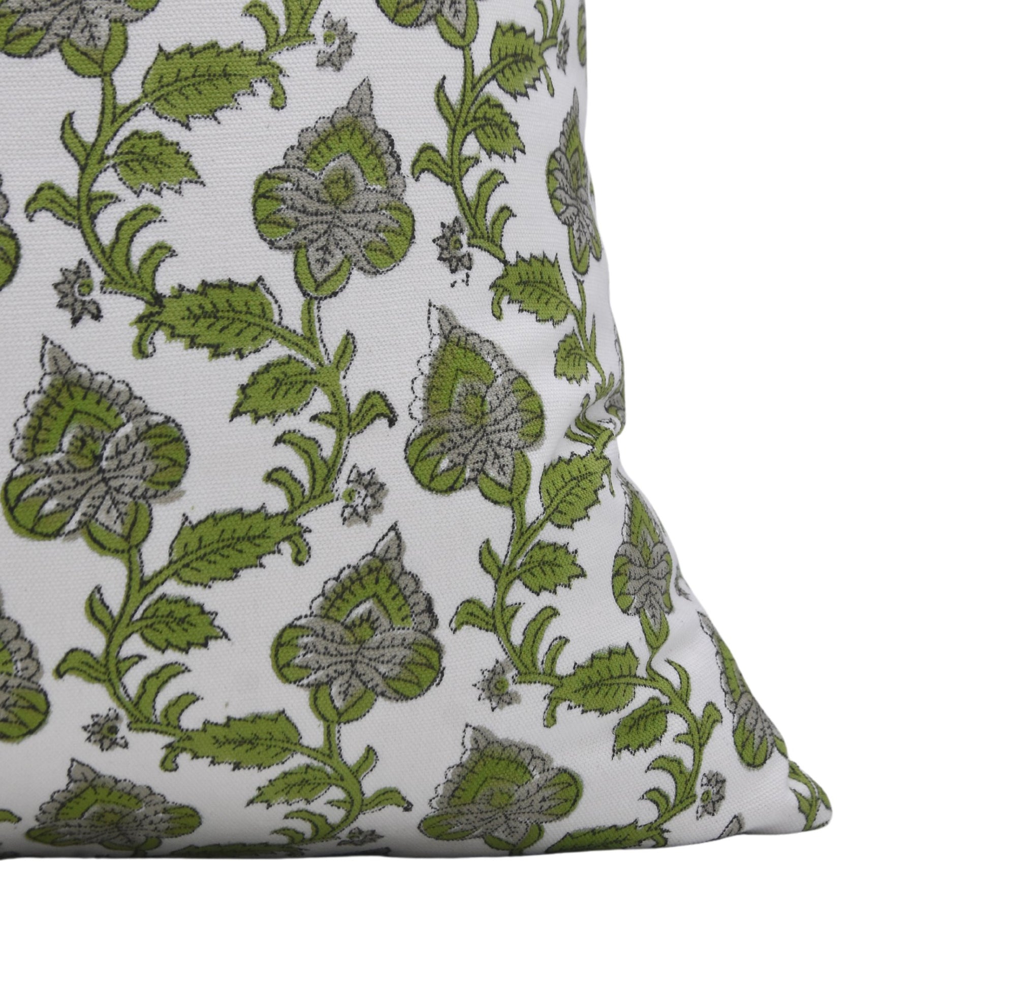 Block print pillow cover for sofa, couch, or bed - Thick cotton in white - MADHUBALA - Fabdivine