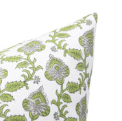 Block print pillow cover for sofa, couch, or bed - Thick cotton in white - MADHUBALA - Fabdivine