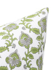 Block print pillow cover for sofa, couch, or bed - Thick cotton in white - MADHUBALA - Fabdivine