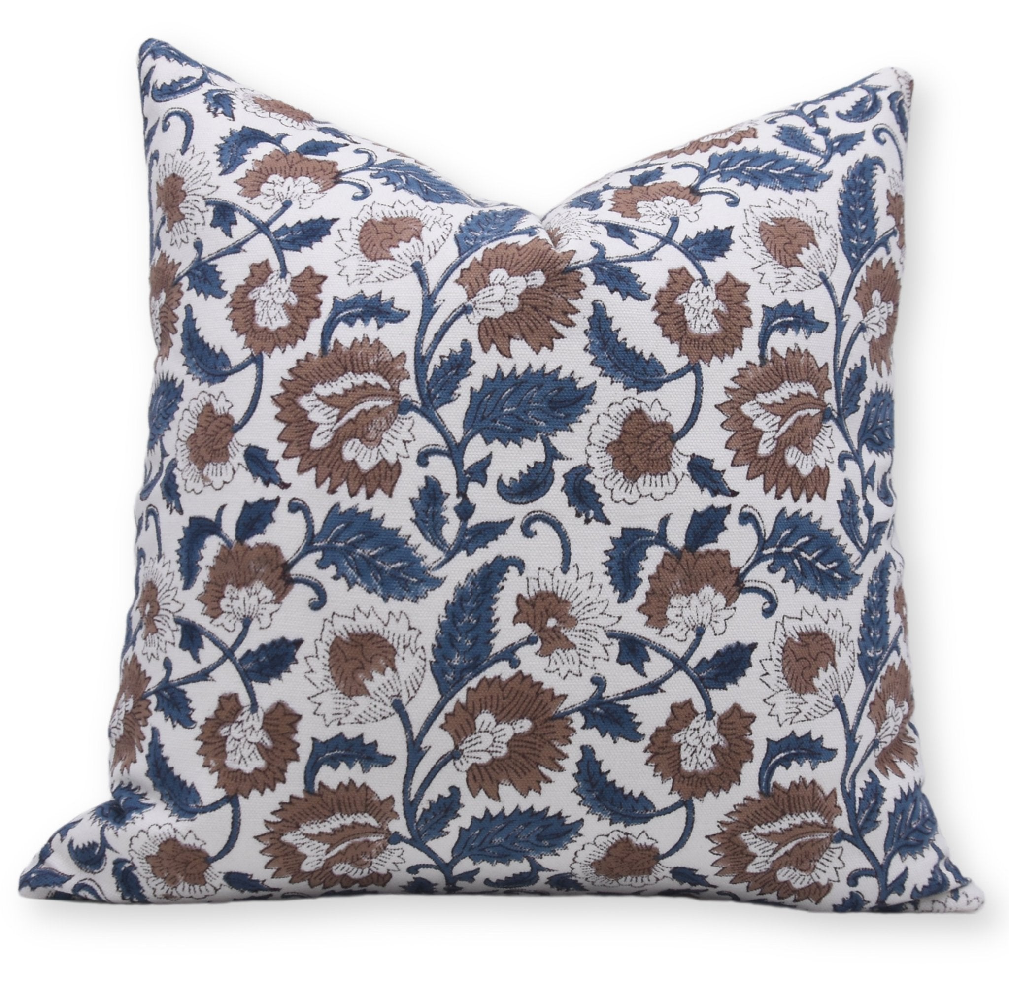 Thick Cotton White Block Print Throw Pillow Cover - MANDAKNI - Fabdivine